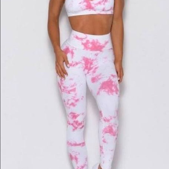 🍑 DISCONTINUED Pink tie dye Bombshell Sexy Back Leggings 🍑 - Picture 2 of 2
